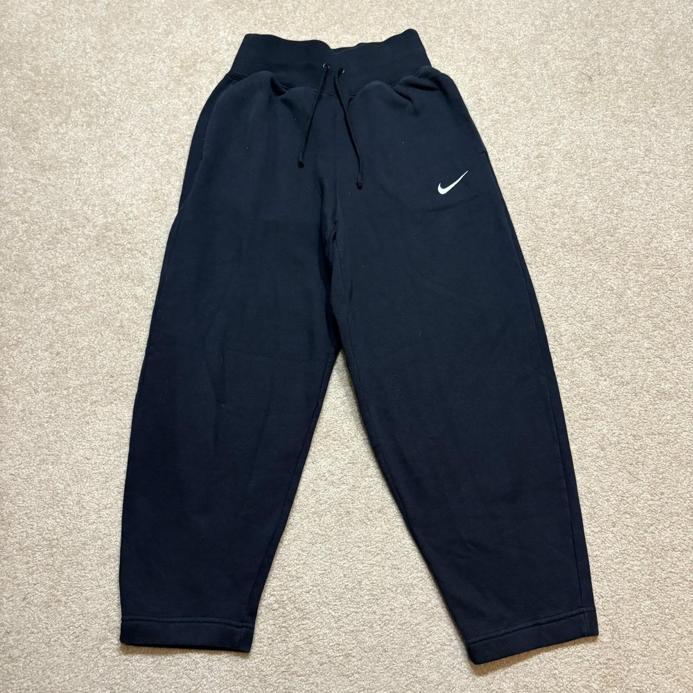 Nike Sweatpants Womens XS Black‎ Fleece Jogger Pants Rib Waist Lounge Gym Casual